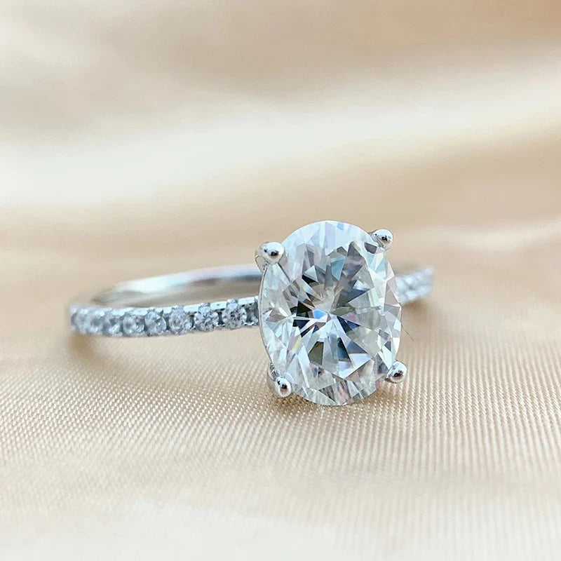 Smyoue Oval Cut 1CT 2CT 3CT D Color Moissanite Rings for Women Lab Diamond Wedding Promise Band S925 Sterling Silver Jewelry