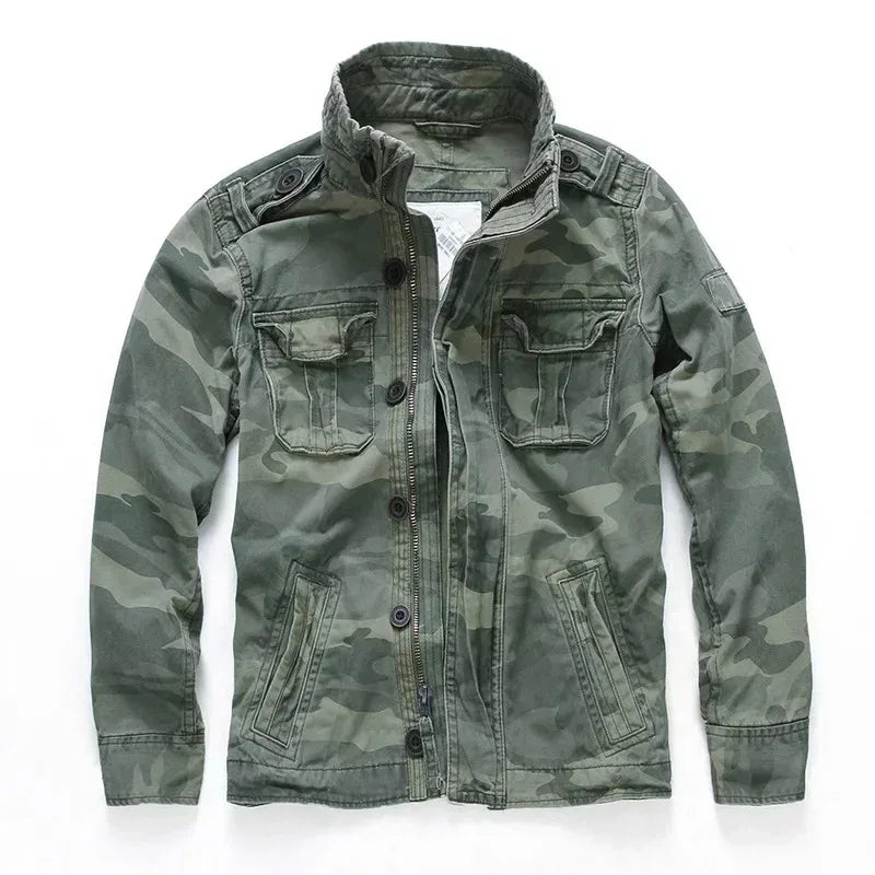 Men Jacket Men M65 Denim Retro Cargo Jacketes Outdoor Multi Pockets Camo Tops