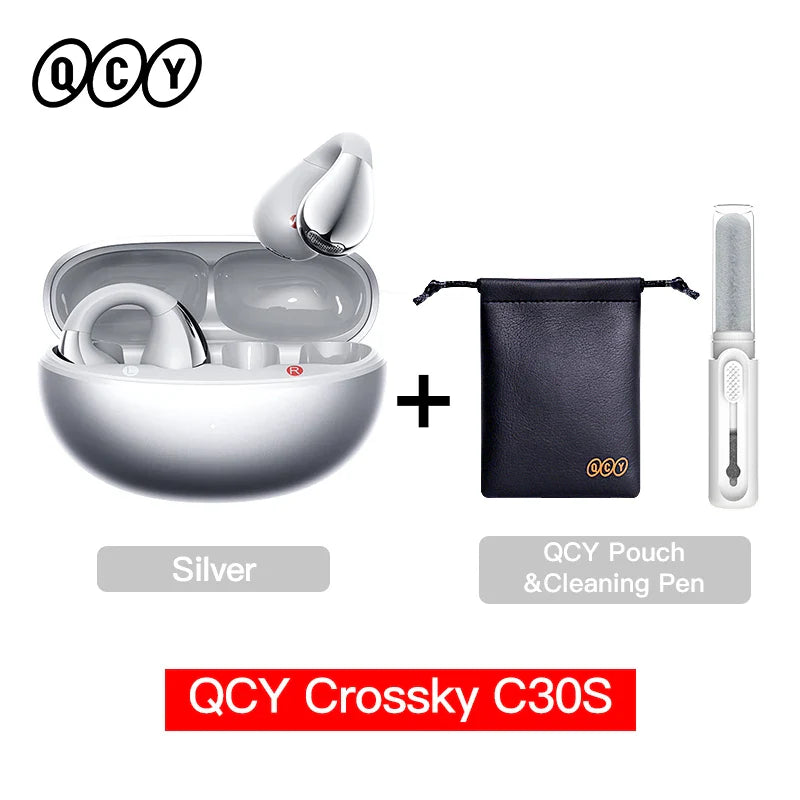 QCY Crossky C30S Open Ear Wireless Earphones Hi-Res with LDAC Ear Clip Earbuds Bluetooth 6.0 Clip On OWS Sports Headphones 40Hrs