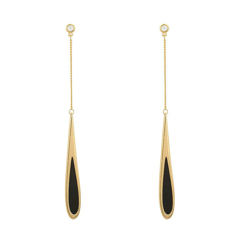 European and American Black Drop Tassel Long Earrings 2023 New Fashion Party Luxury Accessories For Women‘s Temperament Jewelry