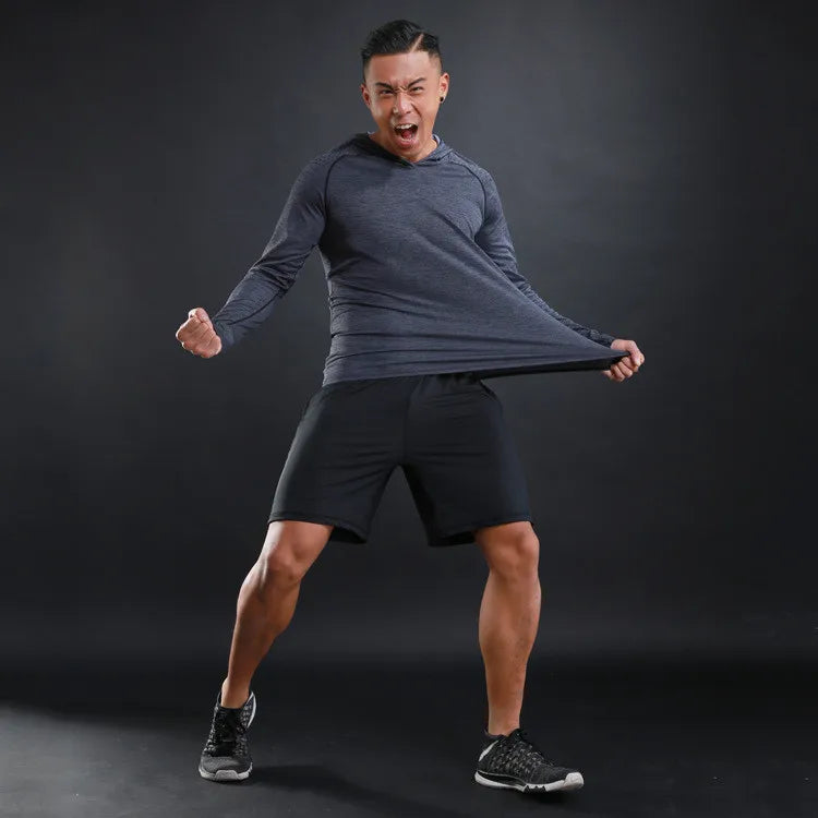 Men Hoodies Summer Running Fitness Casual Hooded Quick Dry Sweatshirts