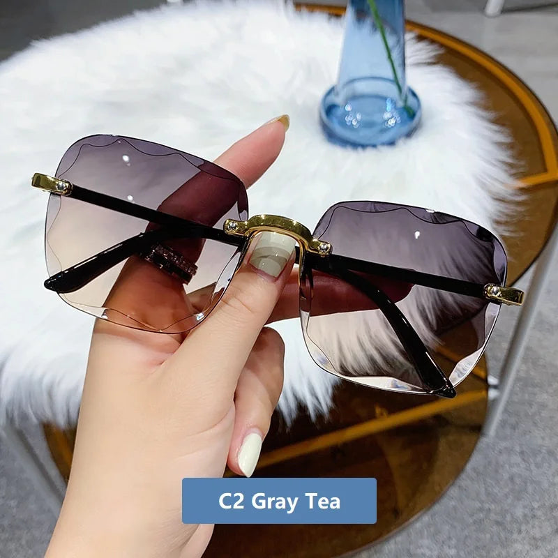 Sunglasses for Women Rimless Gradient Ocean Lens Female Male Eyeglasses