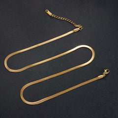 316L Gold Color Stainless Steel Snake Chain Necklace for Women Men Herringbone