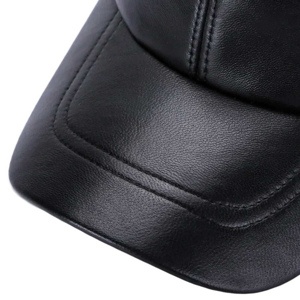 New 2026 Street Hip Hop Hat Leather Hat Fashion Adult Leather Hat Men's Warm Leather Baseball Cap Male Men Outdoor Windproof Hat
