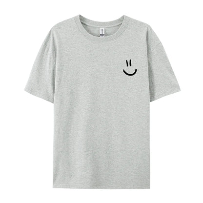 Minimalist Smile Face Style Graphic Print Tops Men Hip Hop Tee Clothes T Shirt Summer Breathable T-Shirt Street Cotton Tshirt