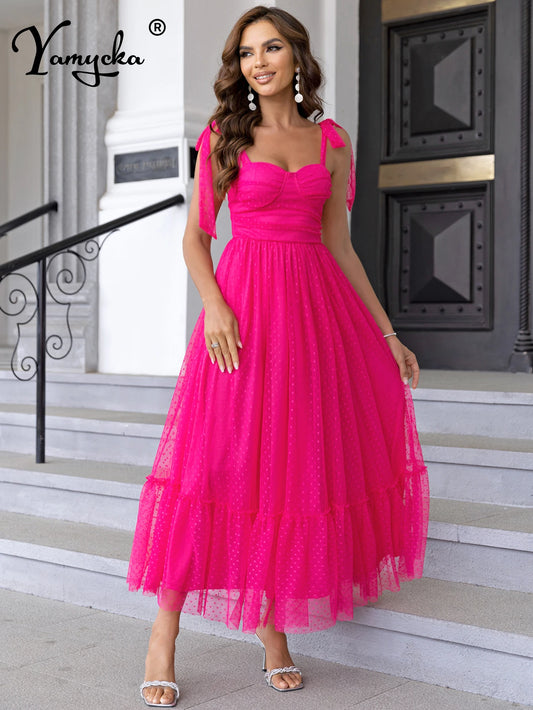 Evening wear Dresses: Backless mesh maxi slip summer dress women