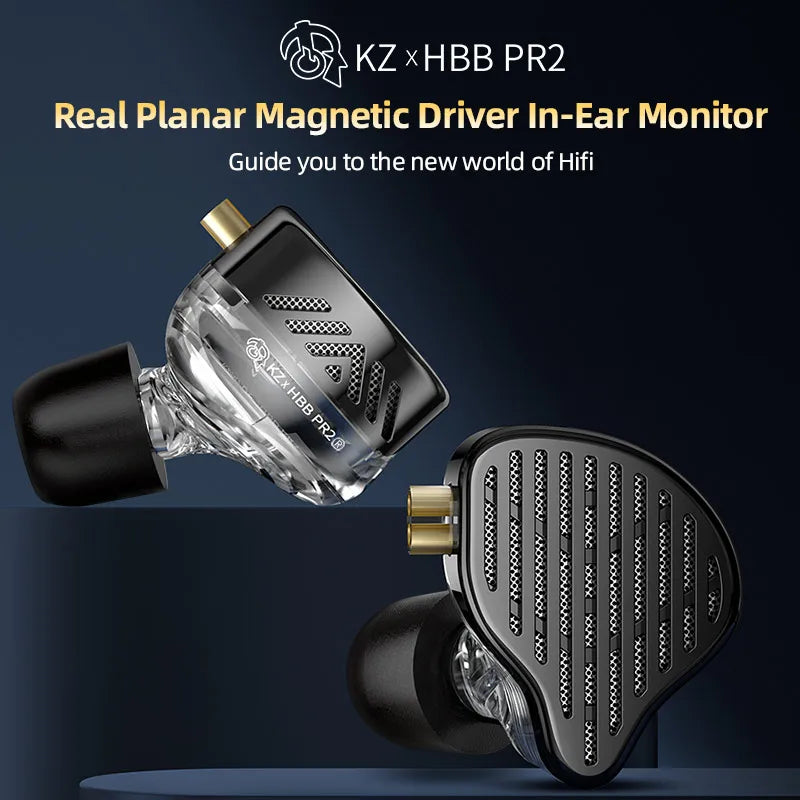 KZ X HBB PR2 Flat Driver In Ear Earphones 13.2mm plane big horns HiFi Bass Monitor Earbuds Sport Wired Headset