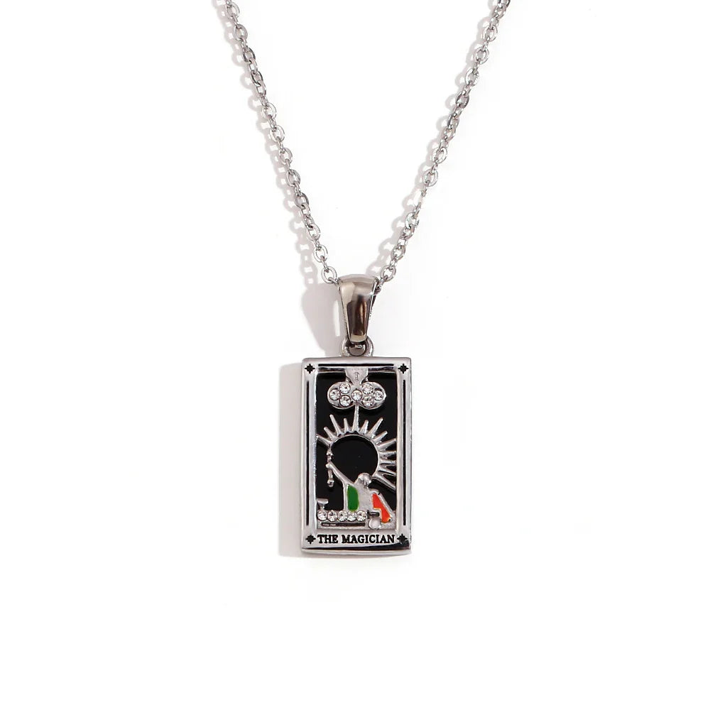 E.B.belle Original New Tarot Queen Lover Magician Moon Necklace Tarnish Free Stainless Steel Jewelry 18K Gold Plated Decoration