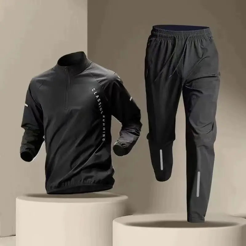 Korean Casual Sports Suit Men's and Youth Sportswear Sets Breathable Running Suit Long Sleeve Pants Fitness Basketball Suit