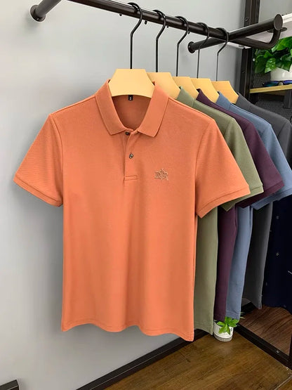 100% pure cotton high-end fashionable short sleeve summer new high-quality men's business casual polo shirt luxury brand T-shirt