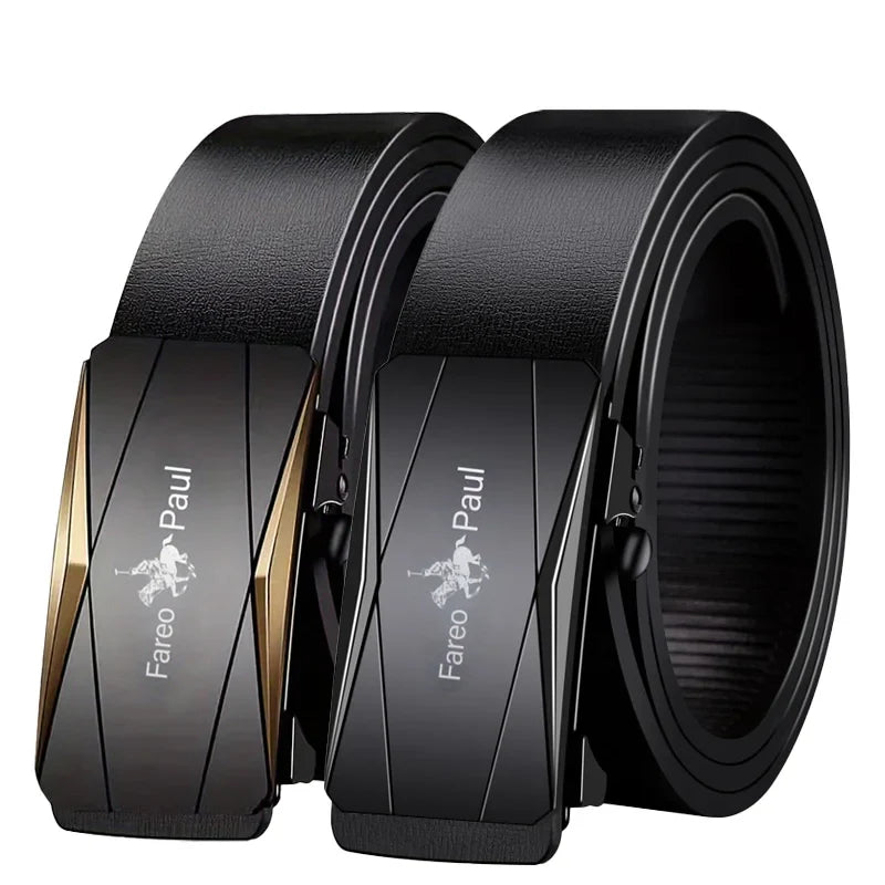 Fashionable men's High-Quality leather Belt with Automatic Buckle, Suitable for Young and Middle-Aged Gentlemen