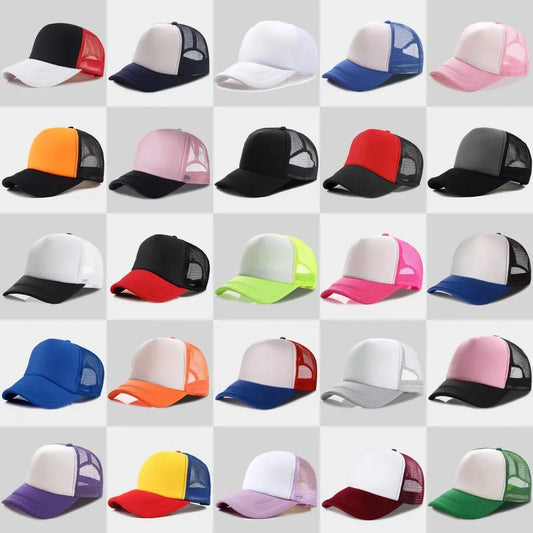 50 Color Unisex SummerTrucker Hat For Adult Net Baseball Cap Men Women Polyester Blank Mesh Adjustable Sun Hat Visor