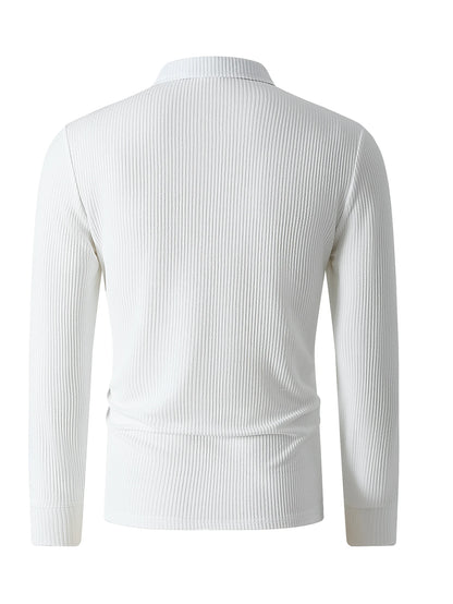 New Light Luxury Light Business Mature Casual Men Sports Retro Style Striped Fashion Men Outdoor Long Sleeve POLO Shirt