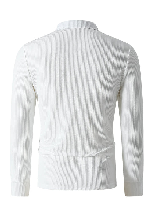 New Light Luxury Light Business Mature Casual Men Sports Retro Style Striped Fashion Men Outdoor Long Sleeve POLO Shirt