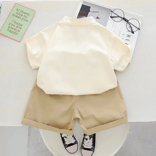 Summer Boys Chinese-Style Set Children's Clothing Short Sleeve Panda Printed Shirt+Shorts For Toddler Kids Causal Outfit Clothes