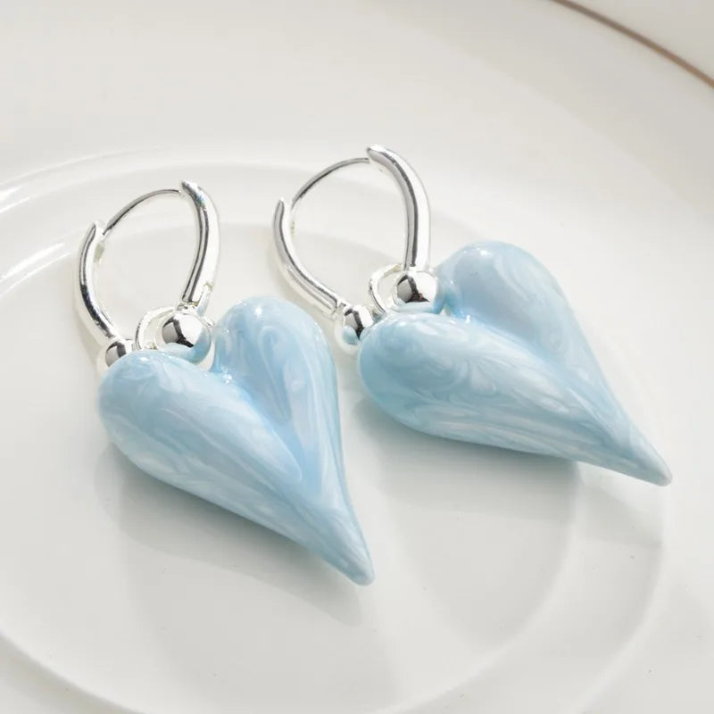 Fashion Jewelry Sweet Korean Temperament Heart Earrings For Women Party Gifts Simply Design Ear Accessories 2025 Trend New