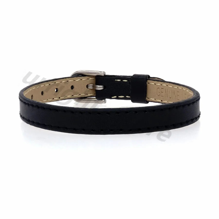 20pcs Real Leather Bracelet Band 8/10mm Width 21cm Length Through Slide Charms Letters Alphabet DIY Jewelry For Women Kids Gift