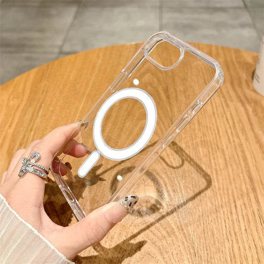For Magsafe Magnetic Transparent Phone Case For iphone 16E 15 14 13 12 Mini 11 16 Pro Max XR X XS Max 7 8 Plus SE2020 Soft Cover