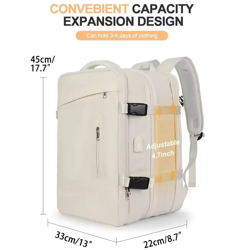 HOMEFISH Travel Backpack for Women Expandable Weekender Hiking Laptop Backpack with USB Port Large Waterproof 40L Men's Backpack