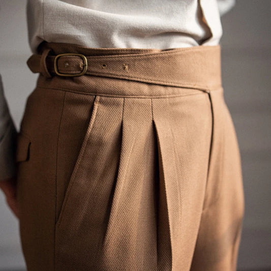 Autumn Winter Men's Business Pants Fashion Thickened Warm Solid Color