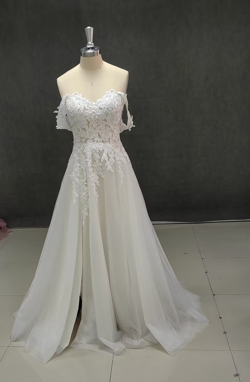 White Bridesmaid Dresses: Wedding Dresses Off The Shoulder Sweetheart Neck