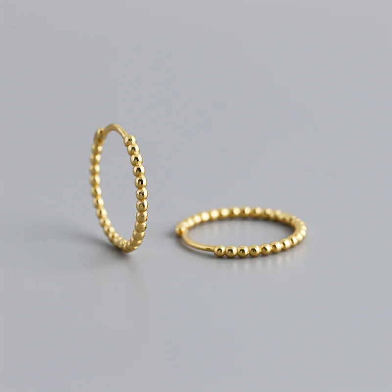 WANTME 925 Sterling Silver Fashion Minimalist Beads Huggies Hoop Earrings for Women Trend Charm Ear Buckle Bohemian Jewelry Gift