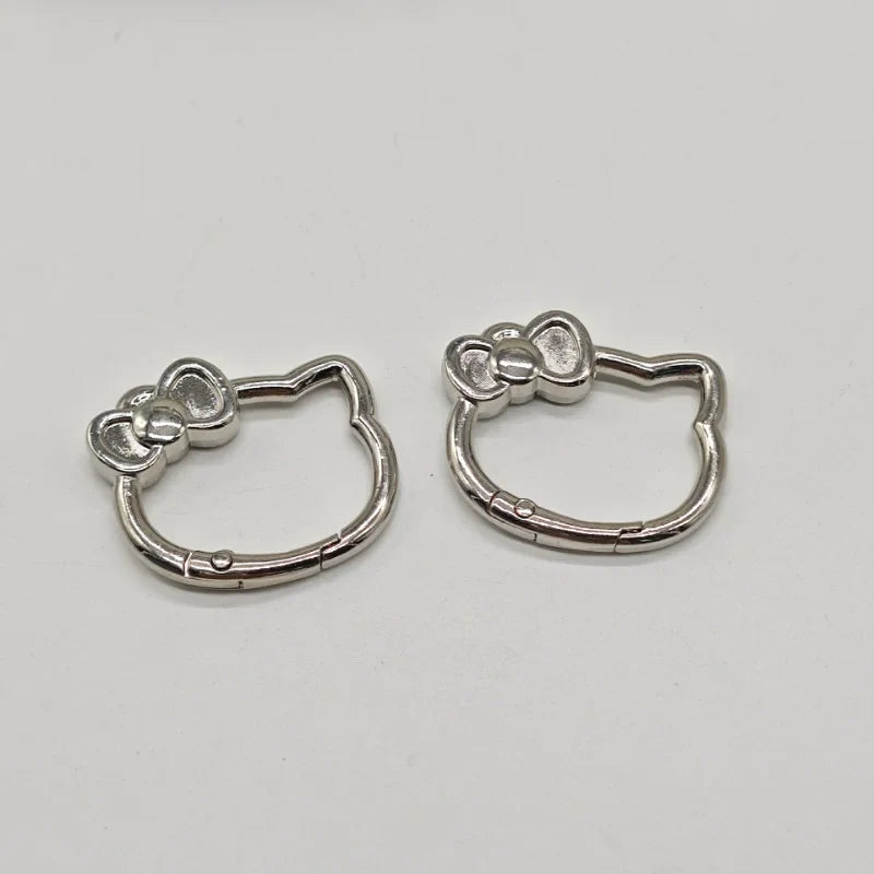 Hello Kitty Anime Metal Key Ring Spring Clasp Openable Cute Carabiner Keychain Clips Hook Pendant Chain DIY Buckle Accessories