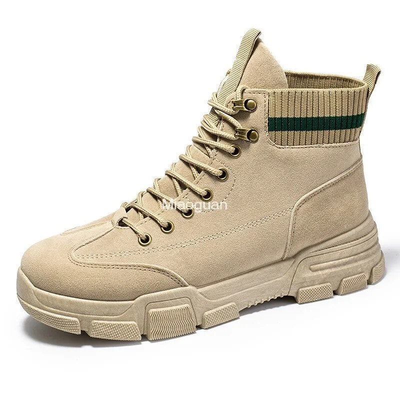 Men Boots Leather Waterproof Lace Up Military Boot Men Winter Fashion Ankle Shoes