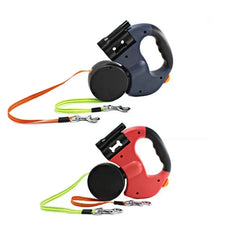 LED Automatic Retractable Traction Rope with Two-Headed and  Plastic Bag Box Dog