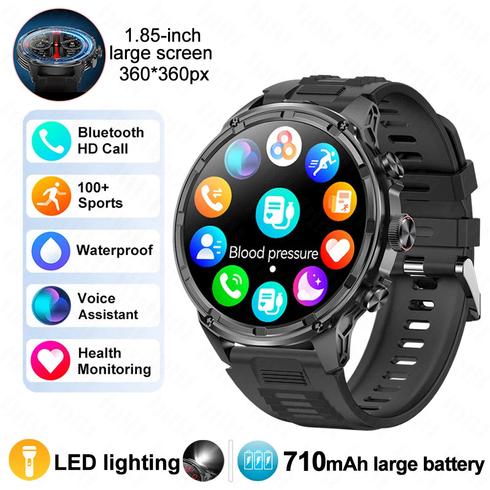 New T-Rex3 710mAh Large Battery Durable Adult Smart Watch 1.85-inch GPS trackr Compass 3ATM Waterproof BT Call Sports Smartwat