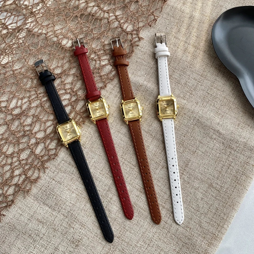 Women Watch Small Square Dial Thin Leather Strap Ladies Wristwatch Elegant Quartz Female Watches Casual reloj mujer