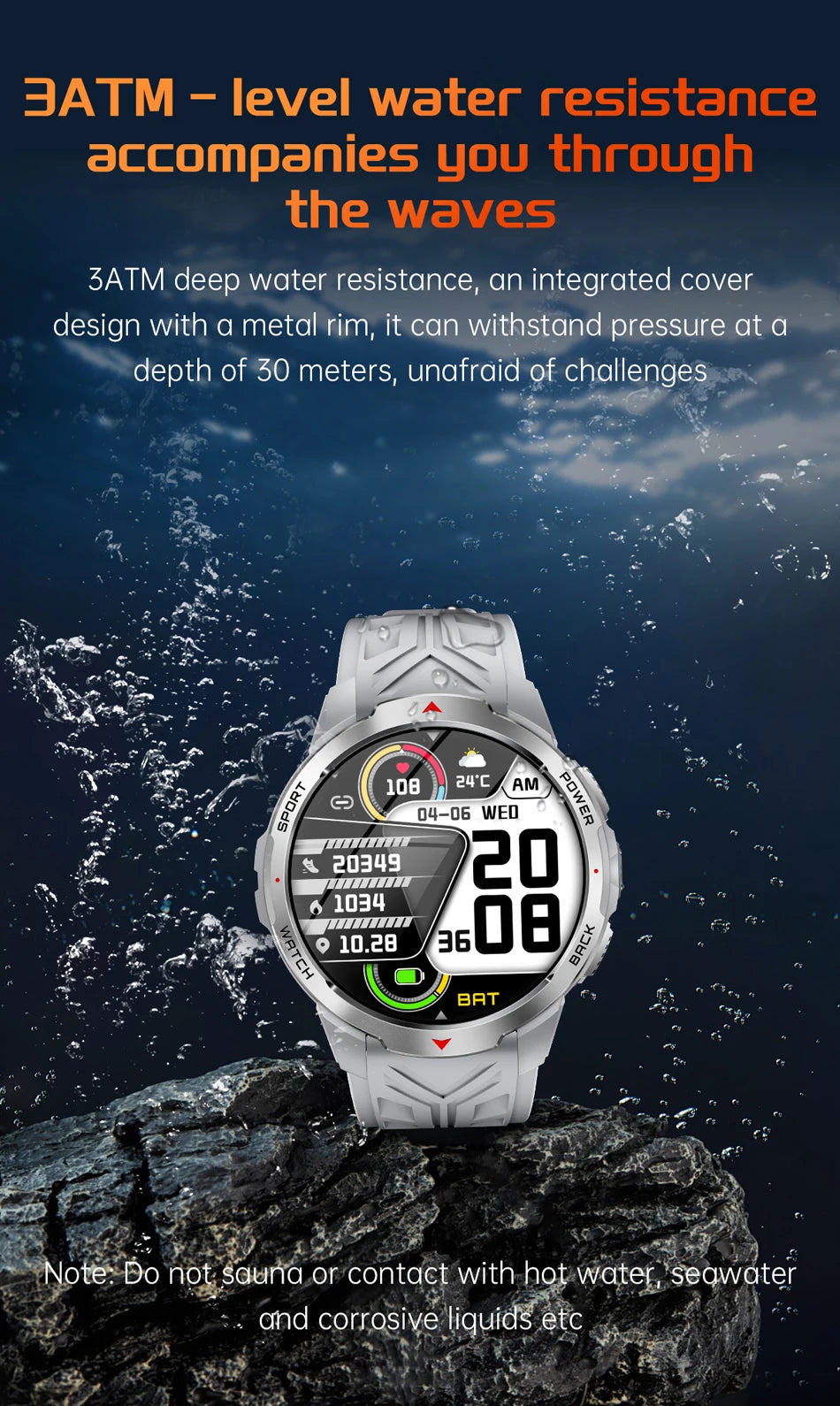 1100mAh Military Outdoor Smart Watch Men 1.7-inch Large Display Compass Sports Watch IP68 Waterproof Bluetooth Call Smartwatch
