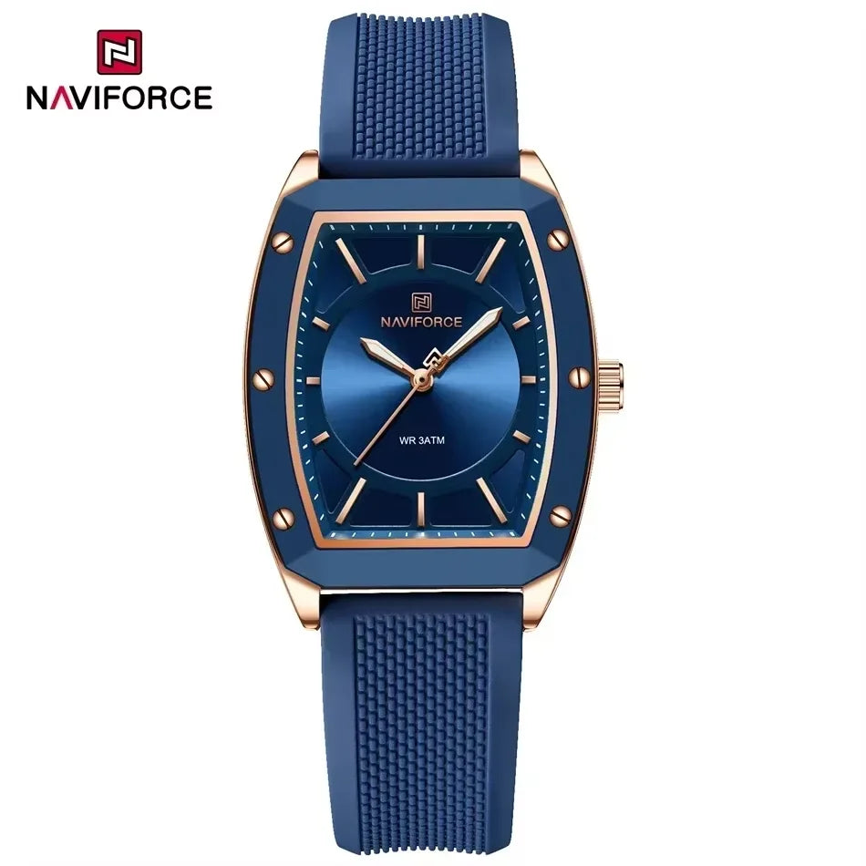 NAVIFORCE Top Brand Women Tonneau Watches Fashion Ladies Quartz Watch Silicone Strap Gift Female Wristwatch Relojes Para Mujer