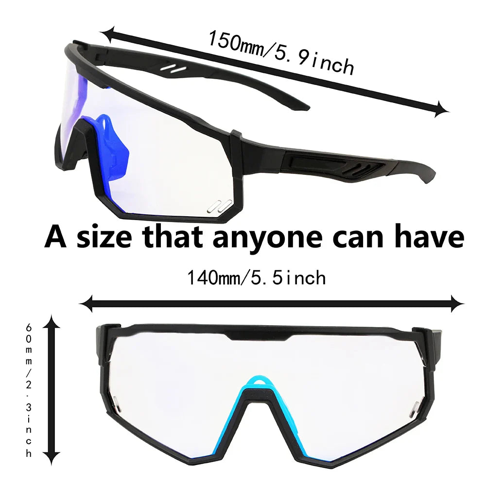 Photochromic Cycling Glasses Men Mountain Bike Sunglasses Women Clear MTB Sports Goggles Bicycle Triathlon Running Baseball
