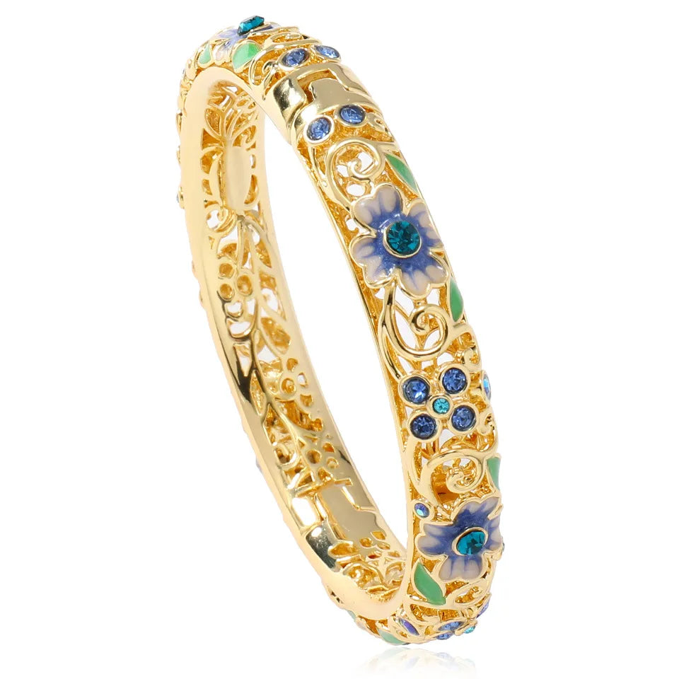 Chinese Women's Hand Bracelet Enamel Cloisonne Bracelet High Quality Italian Ethnic Style Bangle For Ladies Girl Jewelry Gifts
