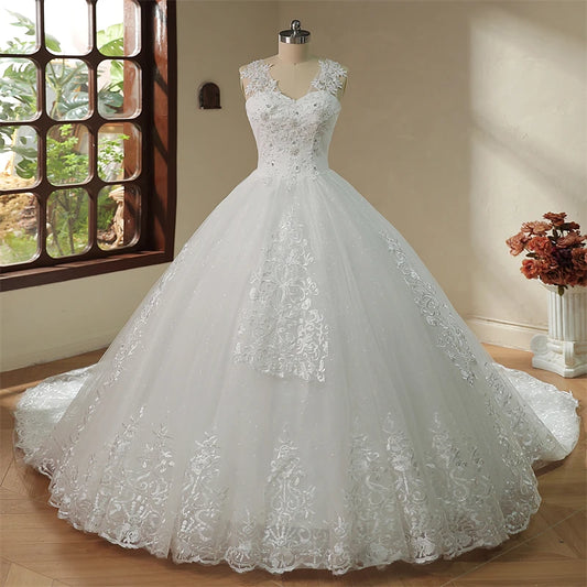 Plus Size Vestido De Noiva Wedding Dress Long Train or Floor Length