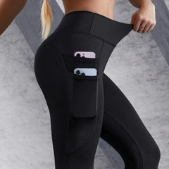 Women Double Pockets Leggings Push-Up Gym Tights Sexy Tummy Control Sport