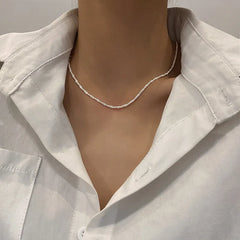 Silver Colour Sparkling Clavicle Chain Choker Necklace For Women Fine Jewelry