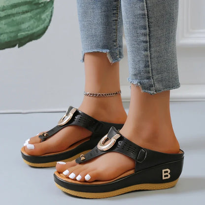 2023 Summer Women's Sandals Rome Wedges Slippers Causal Platform Beach Shoes Plus Size 42 Flip Flops Comfortable Ladies Slides