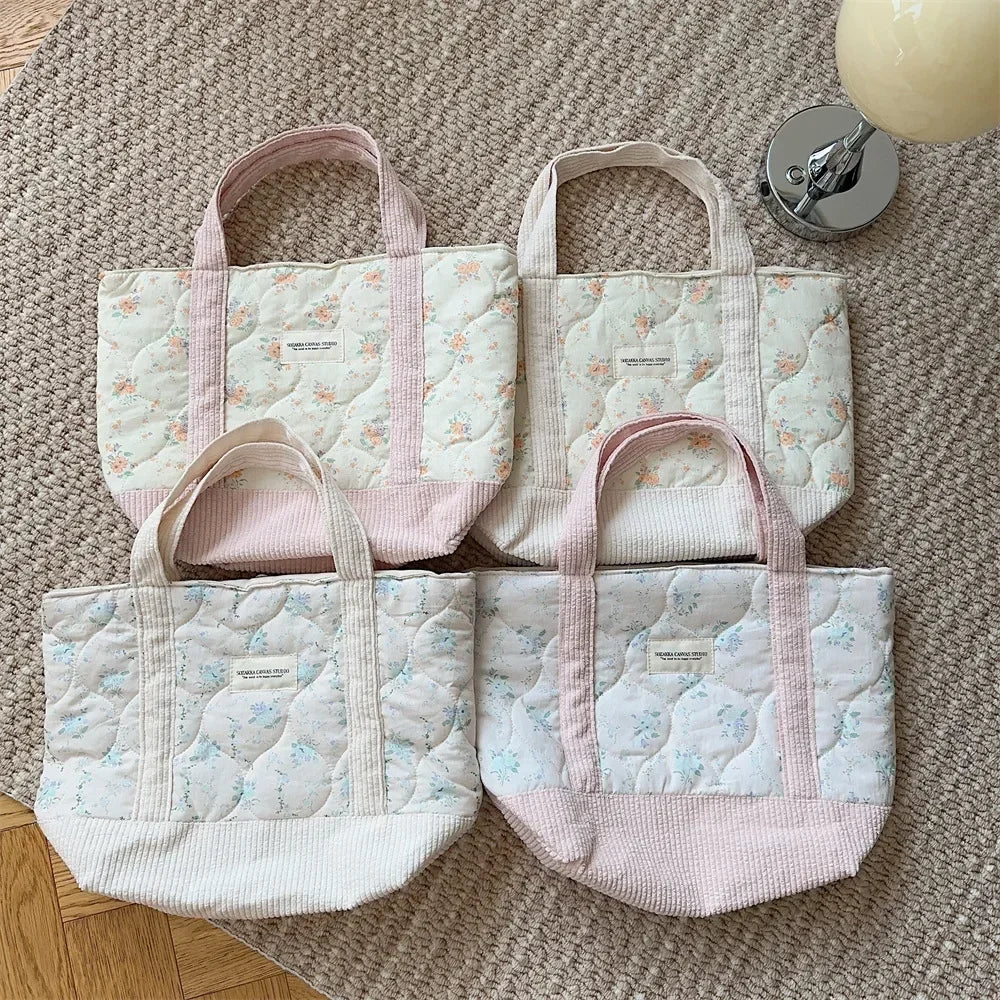 Sweet Floral Women's Bento Handbags Retro Patchwork Ladies Tote Shoulder Bag