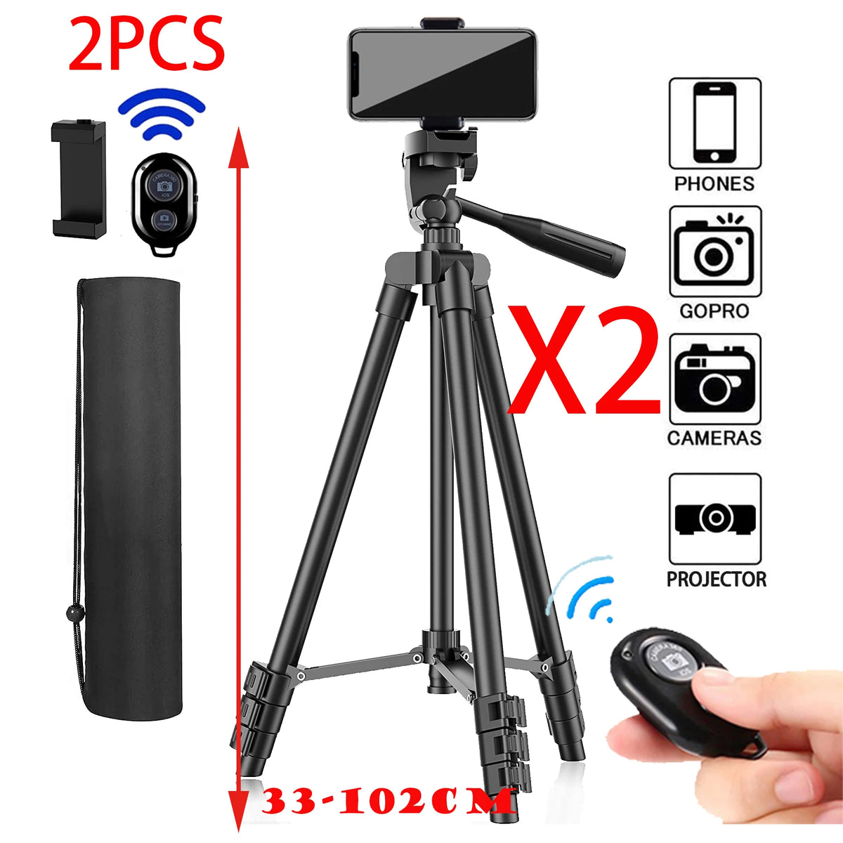 Flexible Tripod Extendable Travel Lightweight Stand Remote Control For Mobile