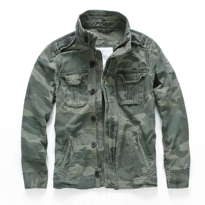 Men Jacket Men M65 Denim Retro Cargo Jackets Outdoor Multi Pockets