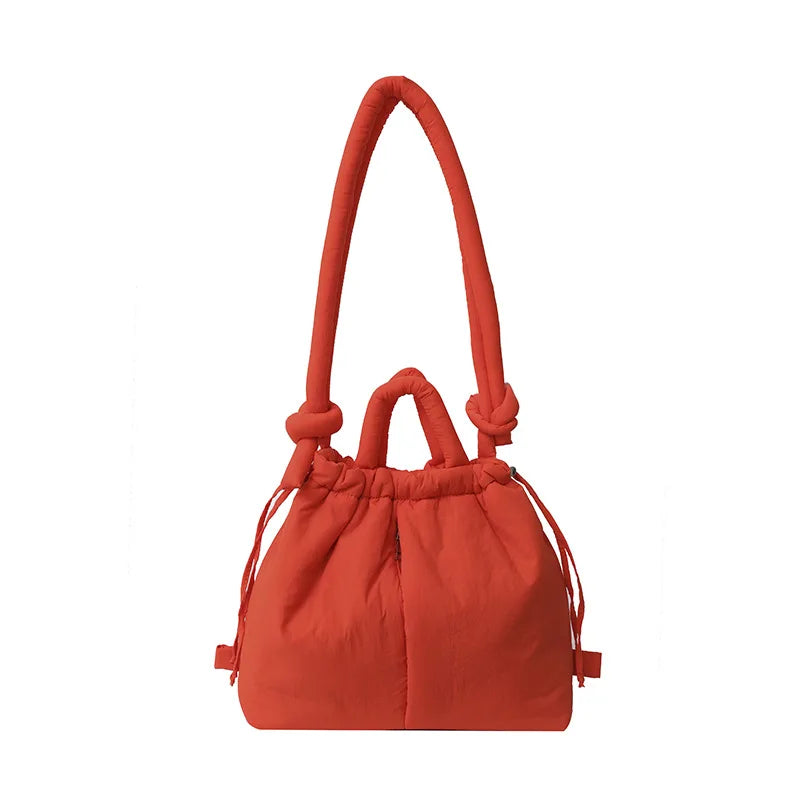 Fashion Casual Large Capacity Puffer Tote Bag Designer Padded Nylon Women Shoulder Bags Handbags Knotted Strap Crossbody Bags