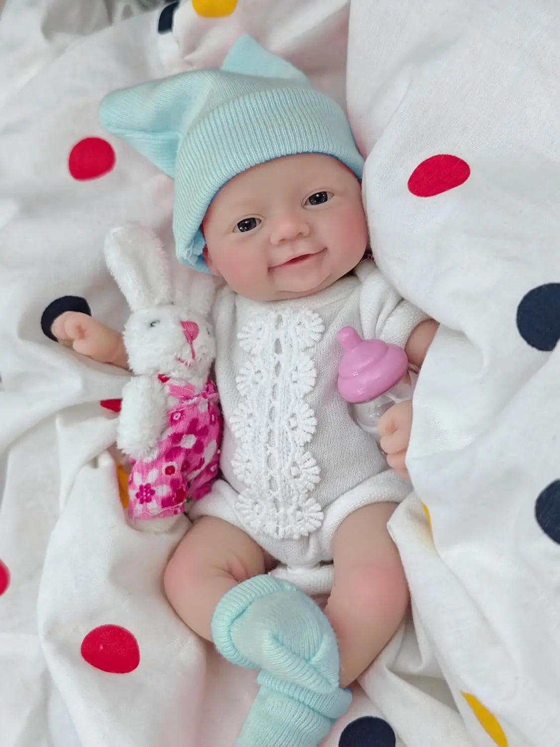 7 inches Reborn Baby Dolls Full Body Silicone Blue Eyes Open Cute Baby Girl The Look Real Baby with Gift Box