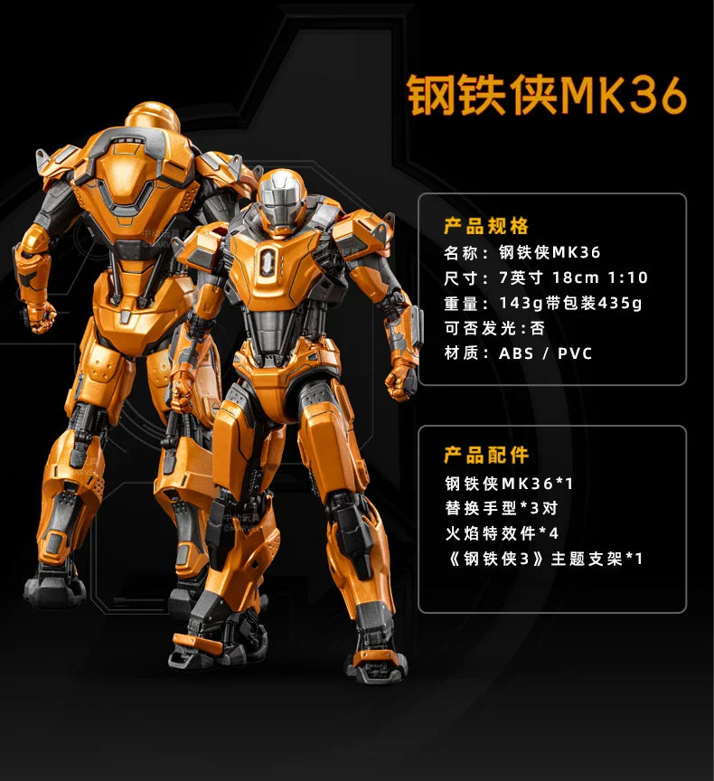1:10 ZD Toys Iron Man MK38 Igor MK25 Striker MK26 Gamma MK36 Peacemaker MK40 MK15 Sneaky Action Figure Collections Gift