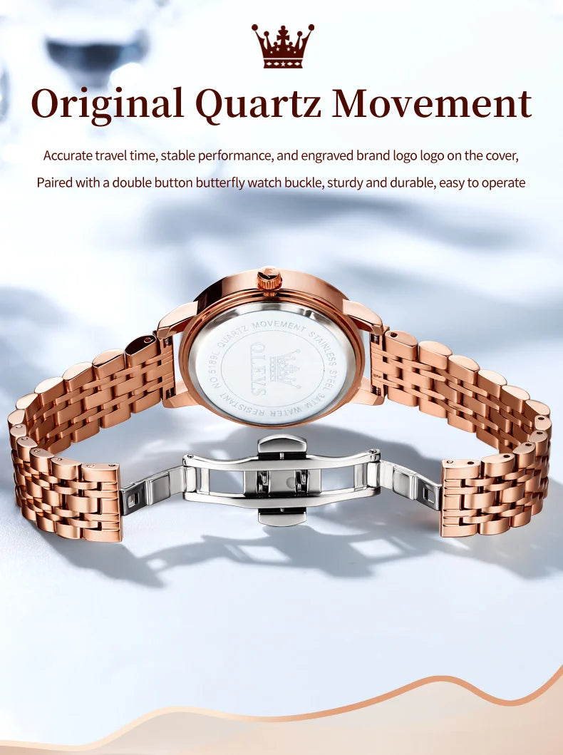 OLEVS 5189 Love Diamond Inlaid Steel Band Women's Quartz Watch
