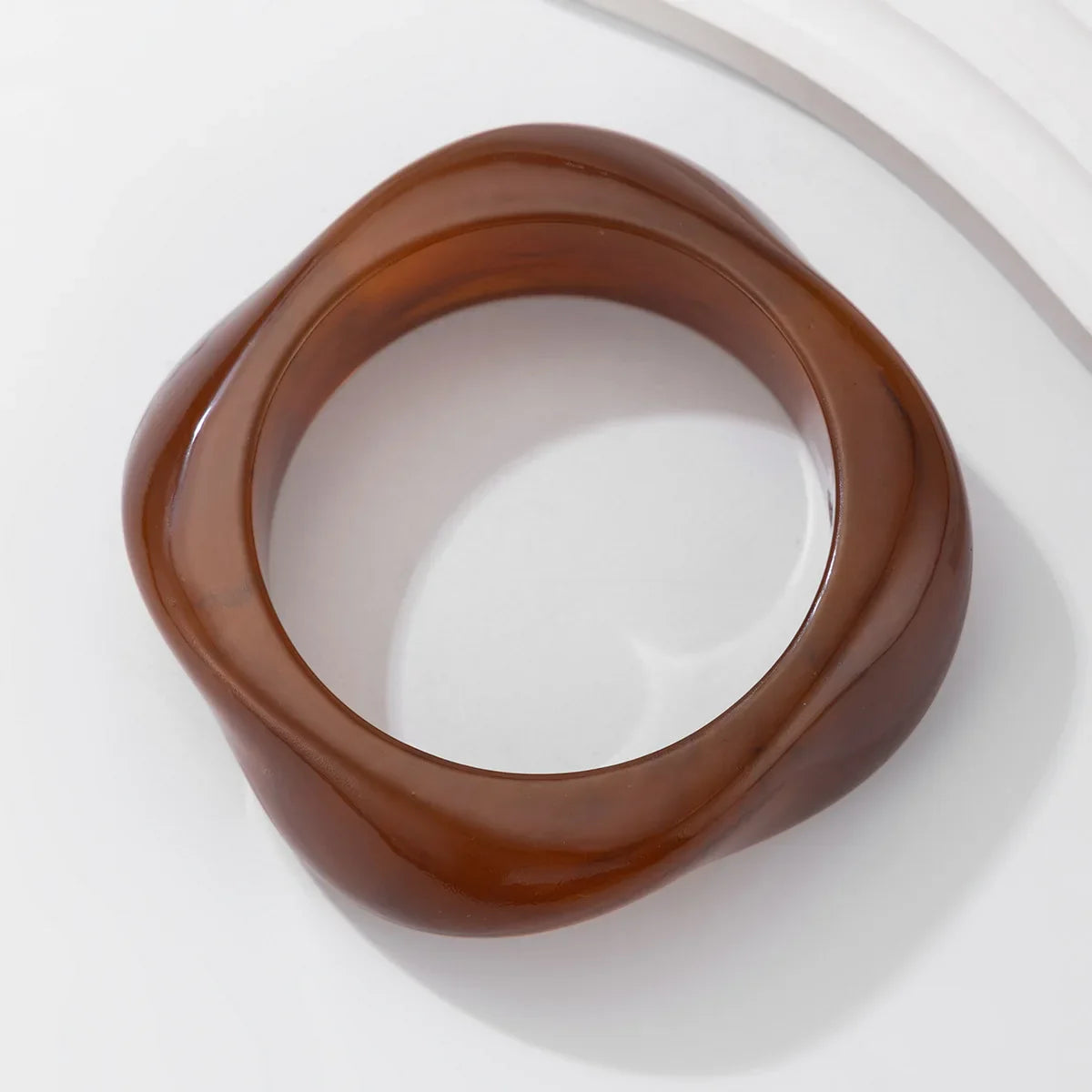 KMVEXO Vintage Punk Brown Coffee Thick Resin Acrylic Bangles Geometric Irregular Wide Cuff Bangle Bracelet For Women Men Jewelry