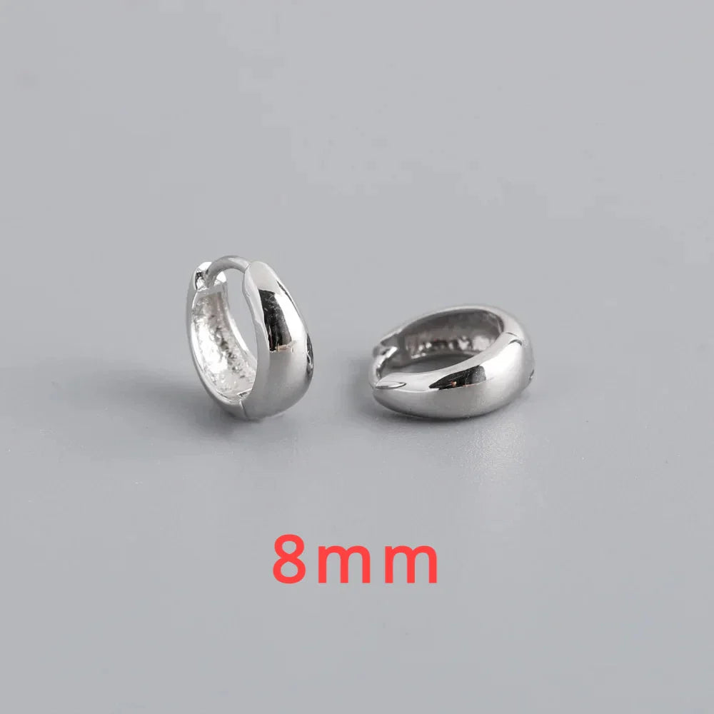 INZATT 100% 925 Sterling Silver 18K 6/7/8/9/10mm Round Hoop Earrings for Women Classic Fine Jewelry Minimalist Accessories