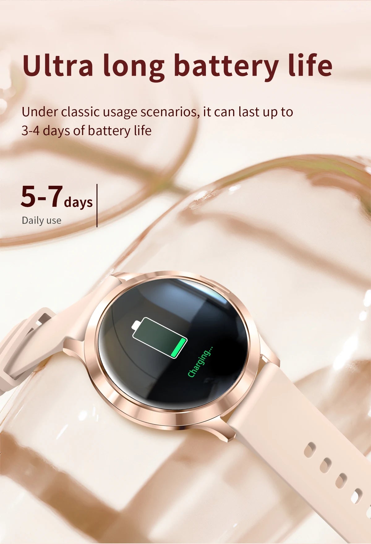 LIGE 2025 New Smart Watch For Women AMOLED HD Screen Watches IP68 Waterproof Heart Rate Monitor Ladies Utra-thin Smartwatch