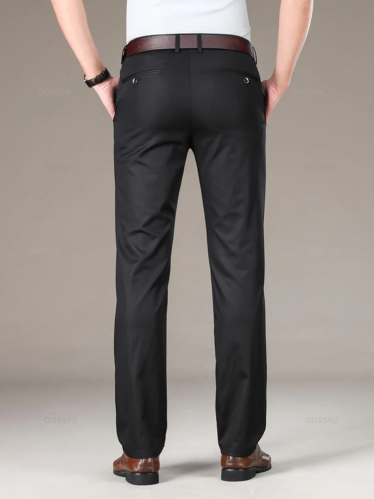 High Quality Luxury Straight Business Suit Pants Men Thin Soft Lyocell Fabric Designer